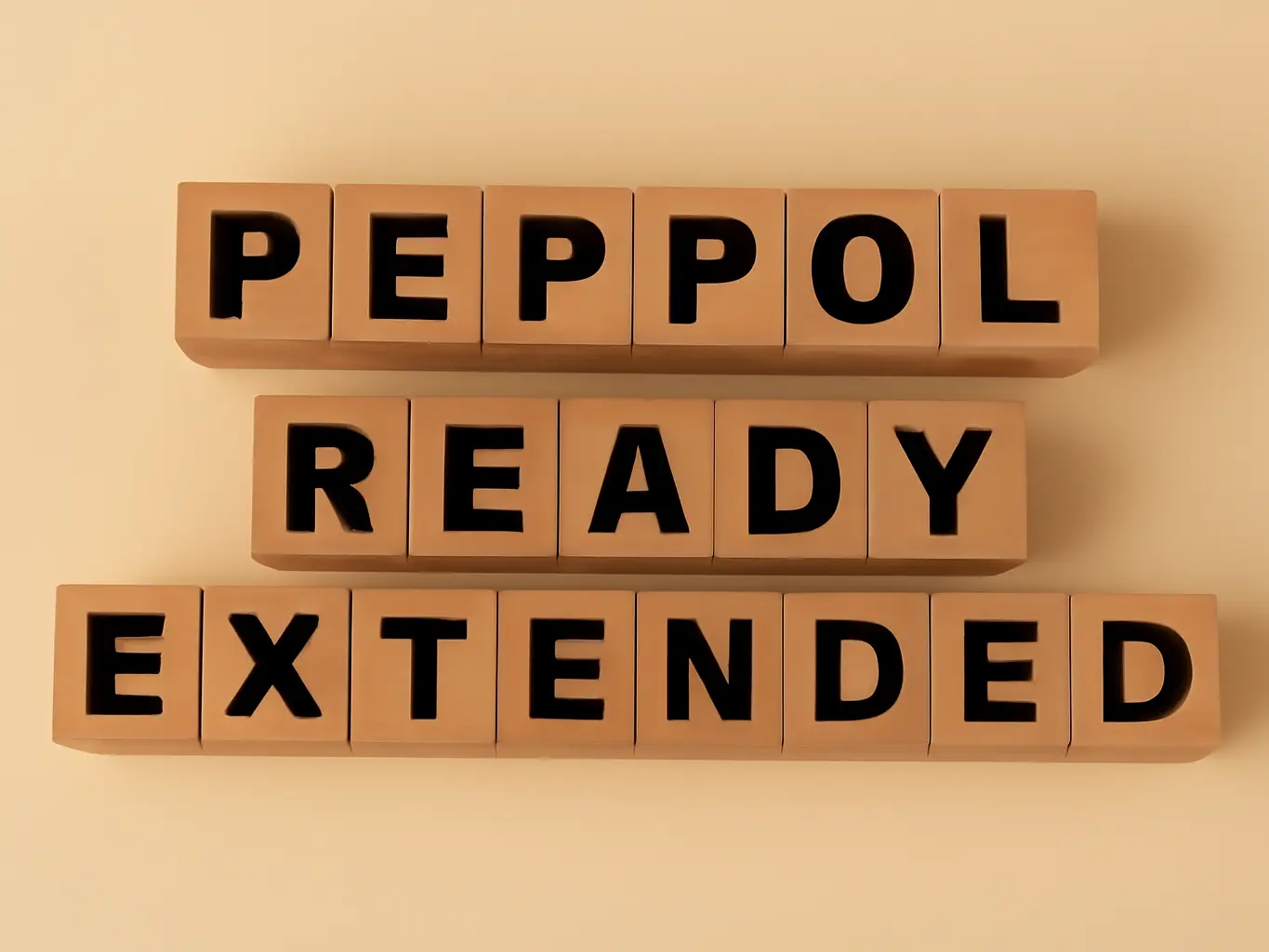 afbeelding van een reeks blokken die de tekst Peppol Ready Extended vormen